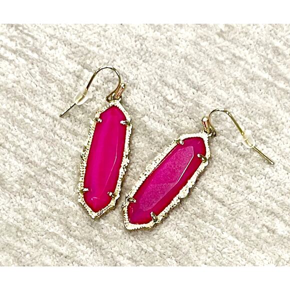 Kendra Scott "Mystic Bazaar" Pink Agate Francie Earring Gold Tone Setting RARE - Picture 2 of 7